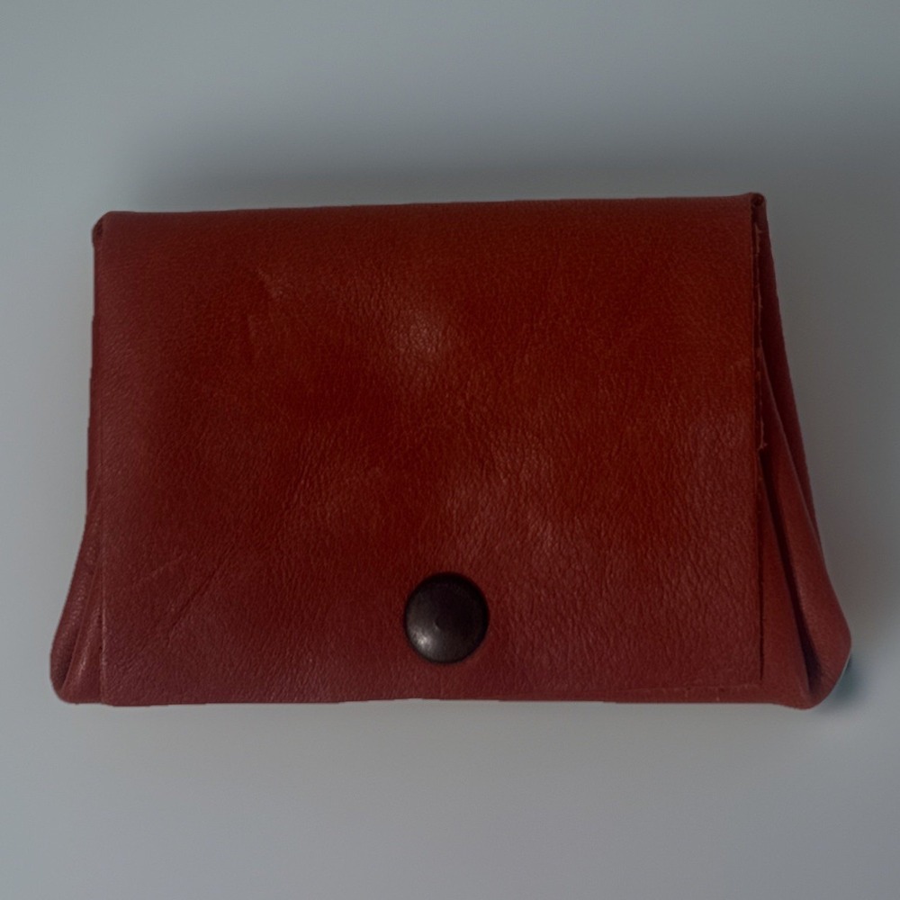 T Nobile Italy Made Burnt Orange Leather Coin ID Pouch Snap Close Quality Unisex - Picture 1 of 10